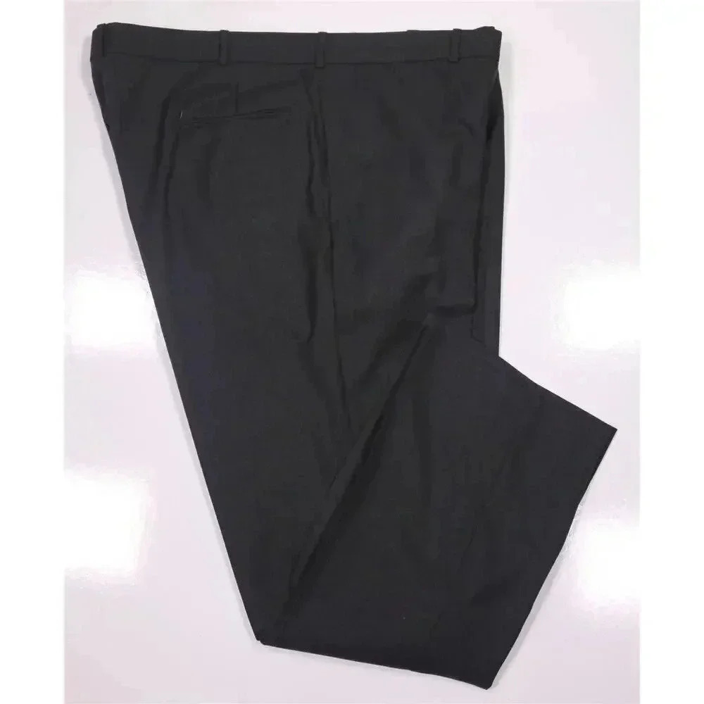 Edgar Pomeroy Bespoke Handmade Charcoal Gray Flat Front Wool Dress Pants 42x28
